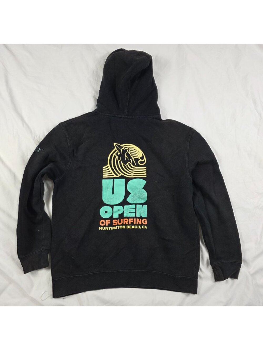 Jacks Surfboards US Open Hoodie Large Black Surfing Pullover Huntington Beach CA